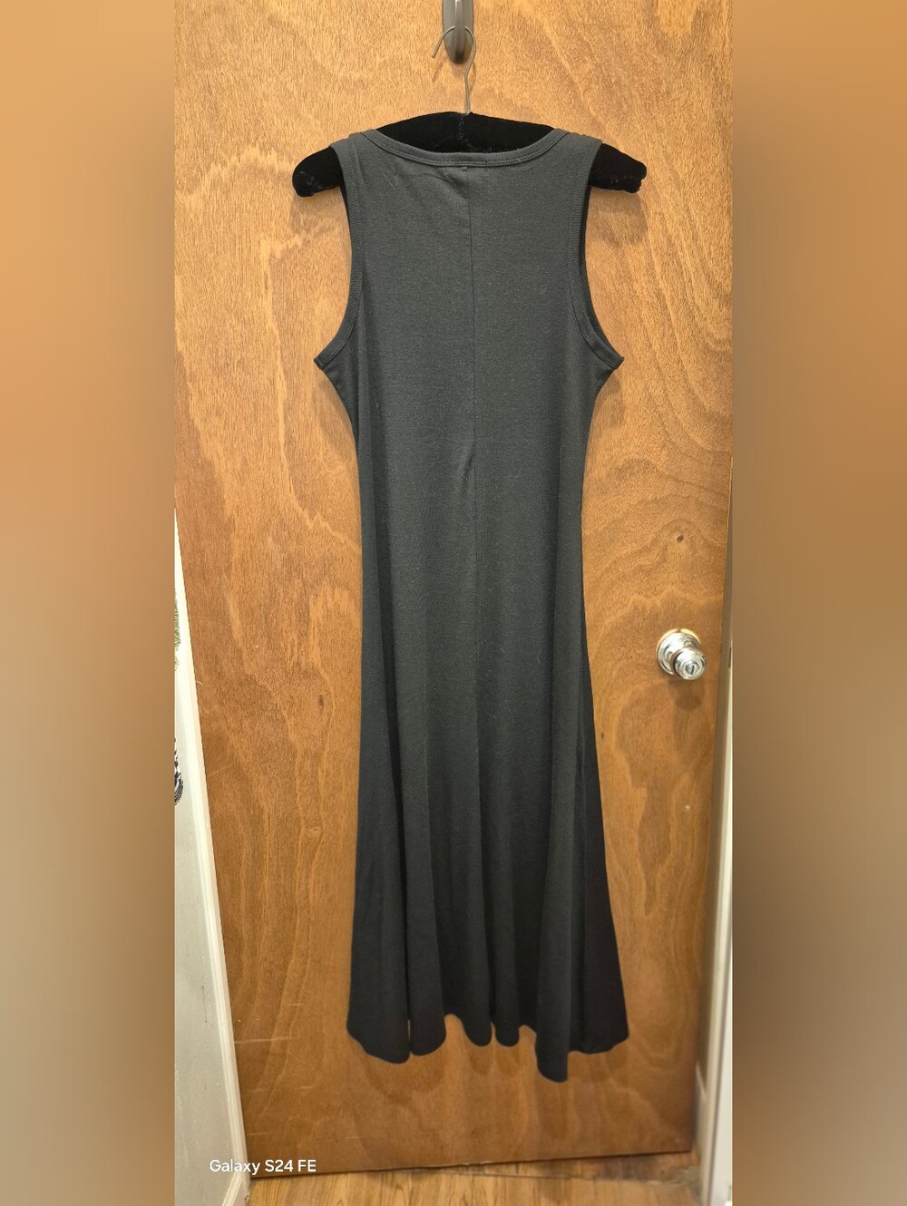 Black Sleeveless Maxi Dress with Silver Skull & Wing Graphic - Picture 6 of 6